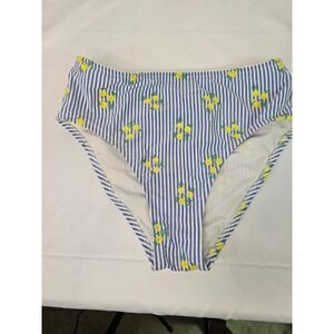 J. Crew Seersucker Embroidered High Waisted Bikini Bottom - BOTTOM ONLY